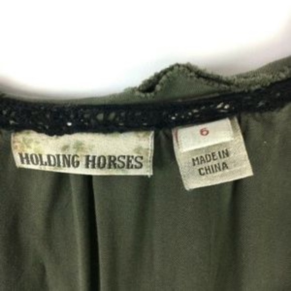 Anthropologie Holding Horses Ruffle Dress size 6 moss green - Picture 4 of 7